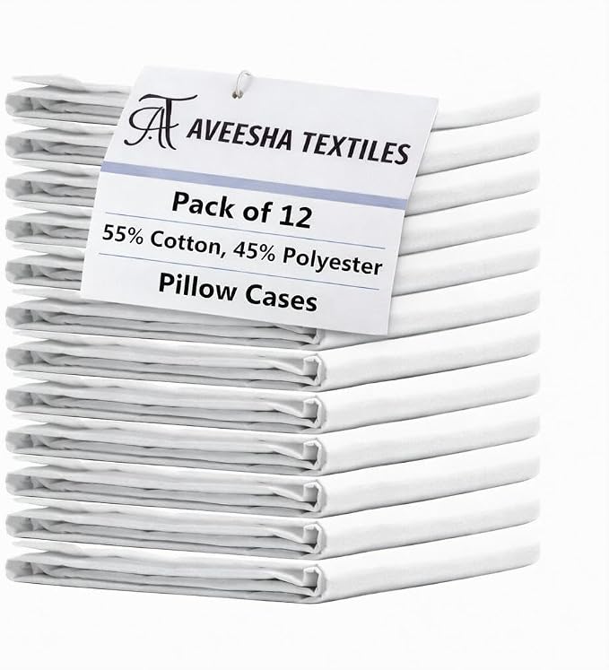 Aveesha 12 Pack Poly Cotton Pillow Cases by Aveesha