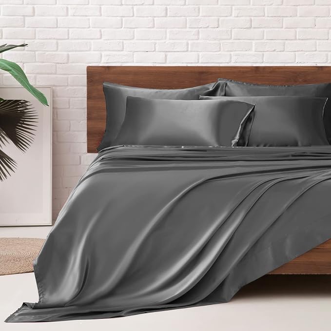 MR&HM Satin Bed Sheets, Queen Size Sheets Set by MRHM
