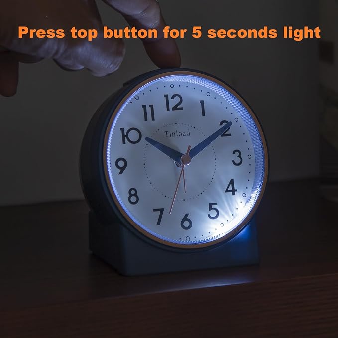 Tinload 4.3" Retro Analog Alarm Clock, Vintage Decor, No Ticking Silent - Image 5