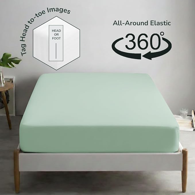 Feather & Stitch Fitted Bottom Sheet Only Queen Size 500 TC-1 Piece 100% Cotton - Image 4