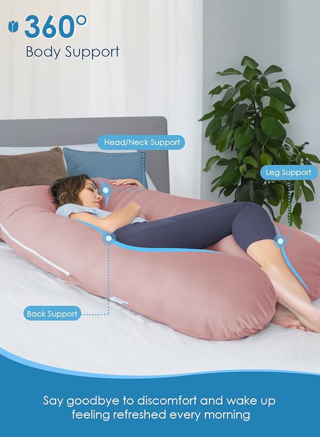 QUEEN ROSE Pregnancy Pillows for Sleeping, Cooling U Shaped Body Pillow - Image 2