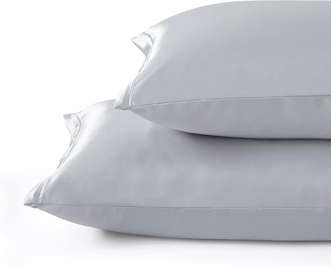 Satin Pillowcases with Zipper （20x36）, King Size Pillowcases Set of 2, Light - Image 3