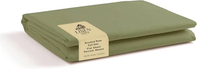 Linen Home 100% Cotton Percale 1 Flat Sheet, Full Size by LINENHOME