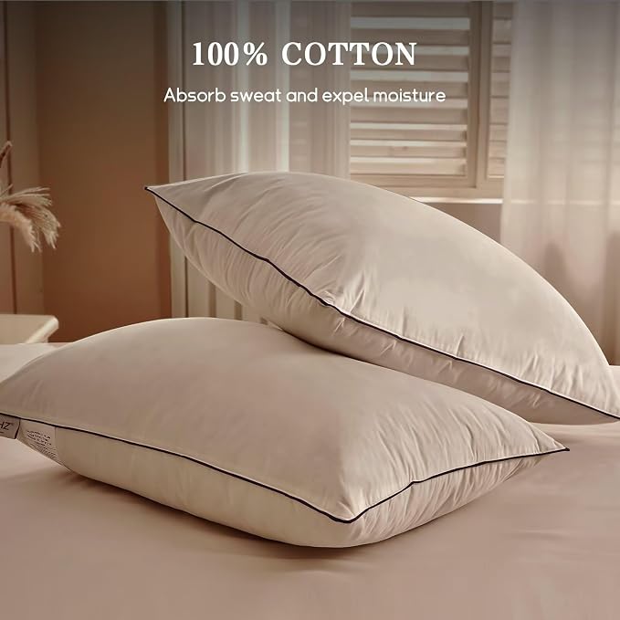 BHZ King Size Pillows Set of 4 Feather Down Hotel My King Pillows Bed Goose - Image 5