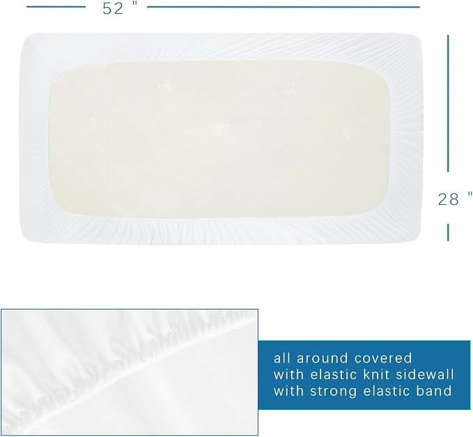 Crib Mattress Protector Waterproof 2 Pack Crib Sheets Fitted Mattress Pad Cover - Image 6
