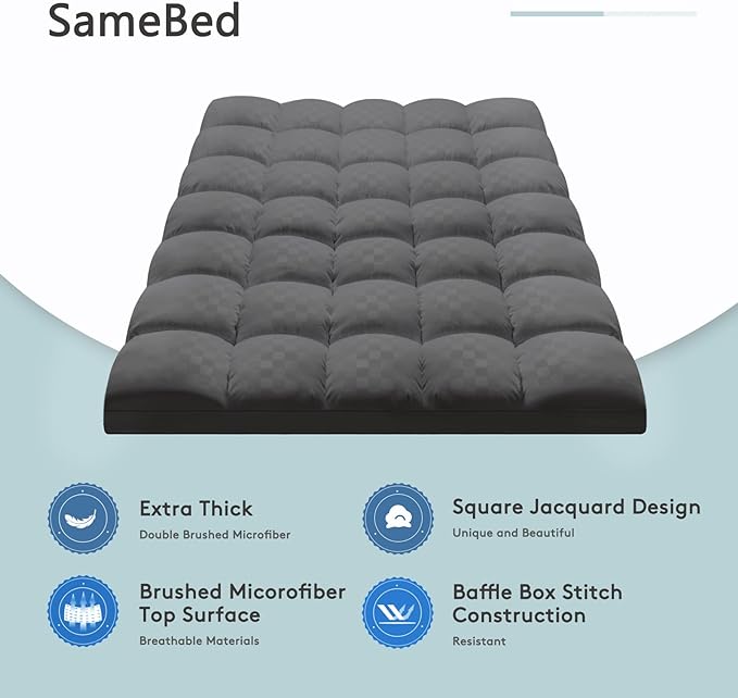 SameBed Mattress Topper Queen, Extra Thick Mattress Pad Cover - Image 2