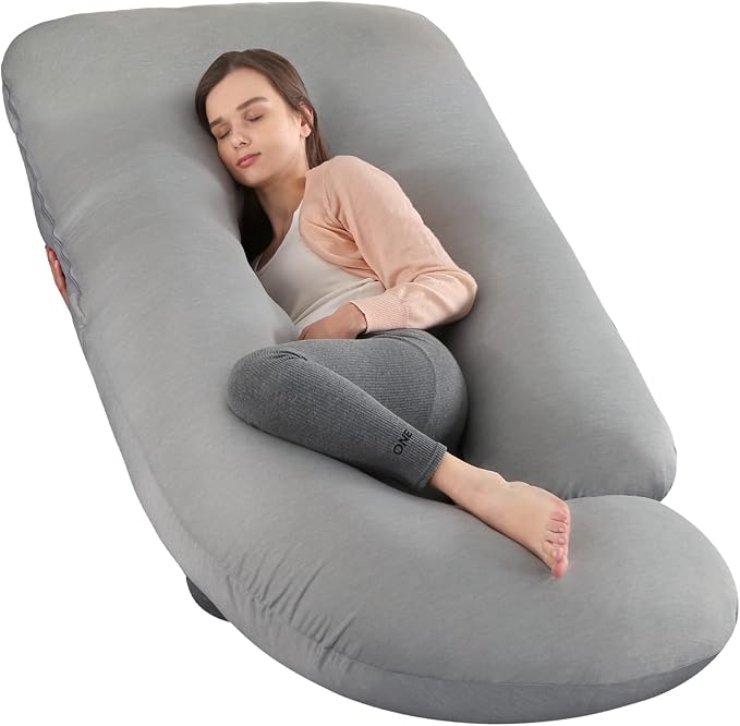 Elover Pregnancy Pillows, U-Shape Full Body Pillow Cooling Cover Dark Grey by Elover