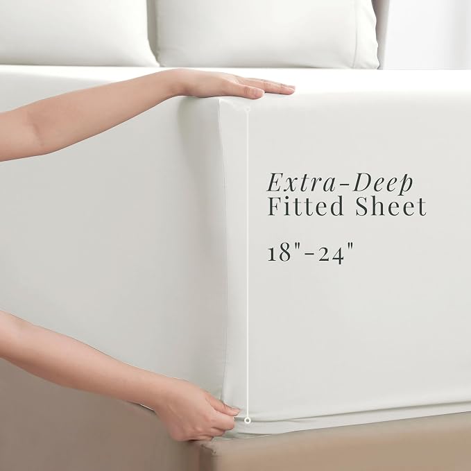 Hearth & Harbor Bed Sheets, Luxury Soft 6 Piece Bed Sheet Set Extra Deep Pocket - Image 3