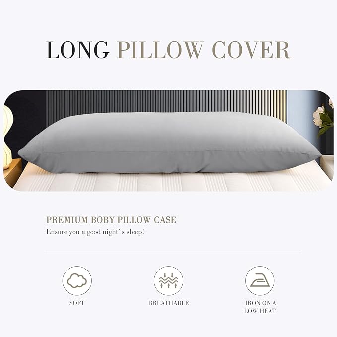 WishSmile Body Cooling Pillowcase Long Pillow Case Breathable Cool Silky Soft - Image 7