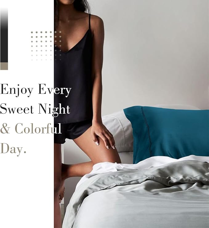 WishSmile Cooling Queen Pillow Cases Set of 2 Breathable Cool Silky Soft Rayon - Image 6