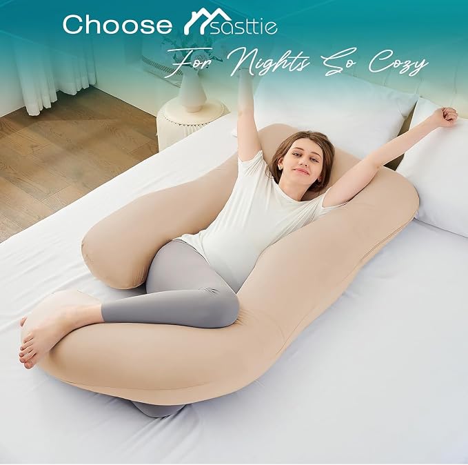 Sasttie Pregnancy Pillows for Sleeping, Jumbo U Shaped Cooling Full Body Pillow - Image 5