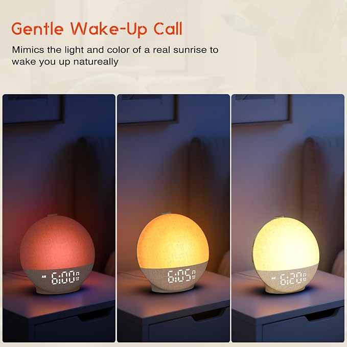 Sunrise Alarm Clock White Noise Machine, Sunset Simulation, 30 Soothing Sounds - Image 2