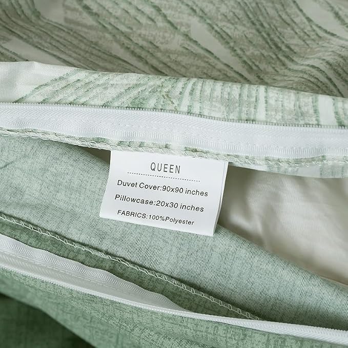 OAITE Duvet Cover Queen Size, Reversible Leaf Green Duvet Cover Set - Image 6