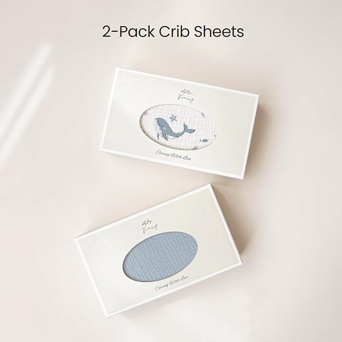 Konssy Muslin Crib Sheets 2 PCS, 100% Cotton Baby Crib Sheets - Image 6