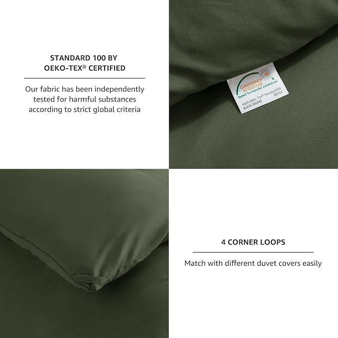 CozyLux Twin Comforter Set Dark Green, 2 Pieces Twin Extra Long Solid - Image 4