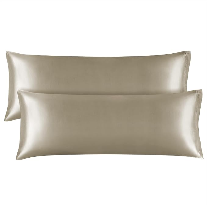 BEDELITE Satin Body Pillow Cover 2 Pack, Super Soft and Cooling Body Pillow by BEDELITE