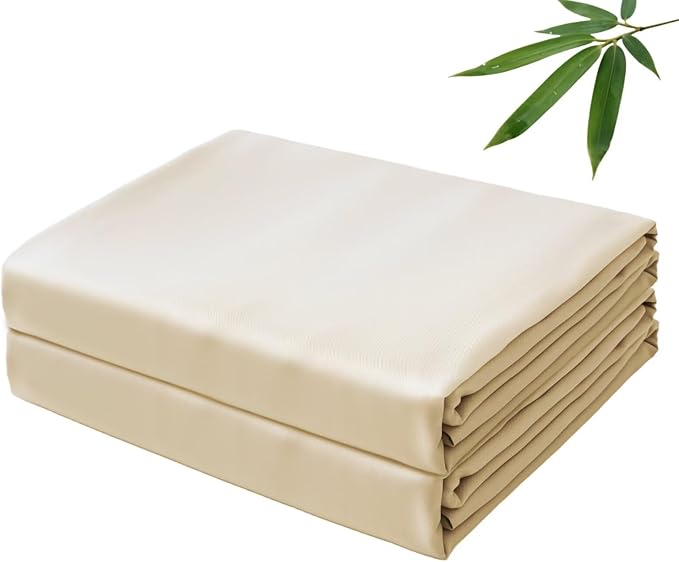 Bamboo Viscose Flat Sheets Only, 400 Thread Count Sateen Weave TwinXL Size Flat by ZaizaiHome