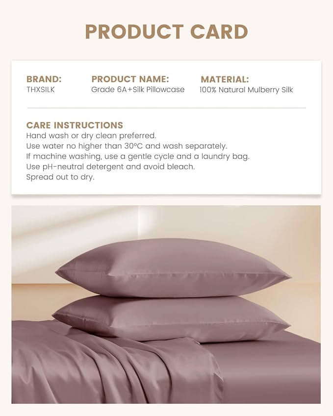 THXSILK Natural 100% Mulberry Silk Pillowcase - Image 8