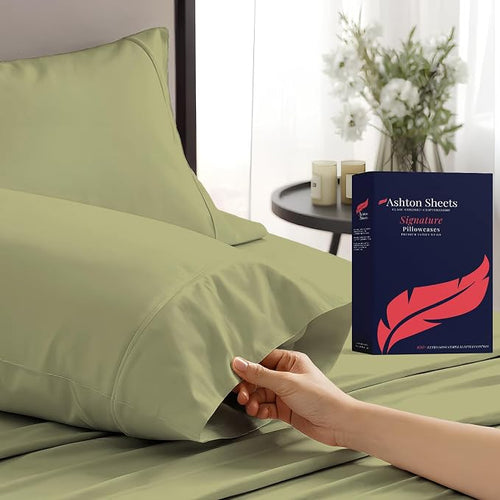 100% Egyptian Cotton Pillow Cases Standard/Queen Size Set of 2 by AshtonSheets