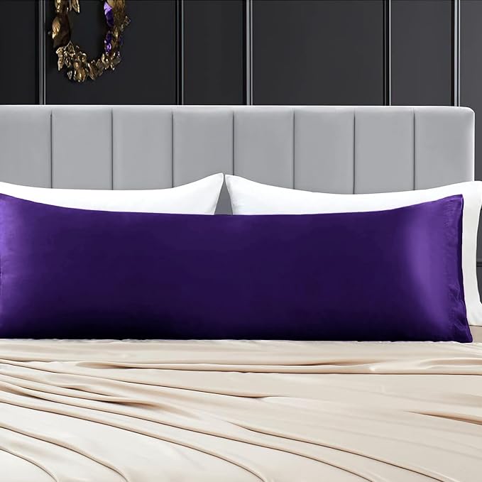 Aormenzy Satin Body Pillow Cover Set of 2, 20x54 Inches Purple Body Pillow Case - Image 7
