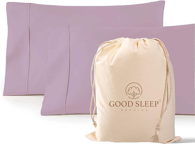 1000 TC Lavender King Pillowcases Set of 2 100% Egyptian Cotton Pillow Cases by GoodSleepBedding