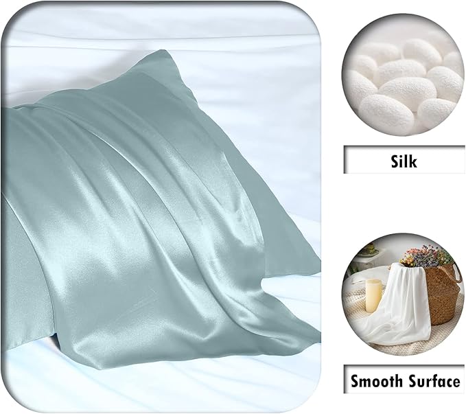 Silk Pillow Cases 2 Pack, Soft Breathable and Sliky Queen Size Pillow Cases Set - Image 2