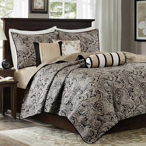 Madison Park Quilt Traditional Damask Design All Season, Lightweight Coverlet - Image 2