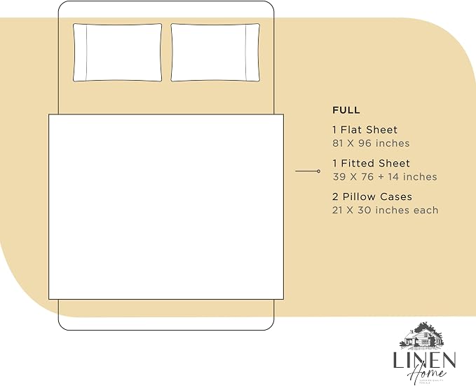 Linen Home 100% Cotton Percale Sheets Full Size, Deep Pocket, 4 Pieces Set - Image 6