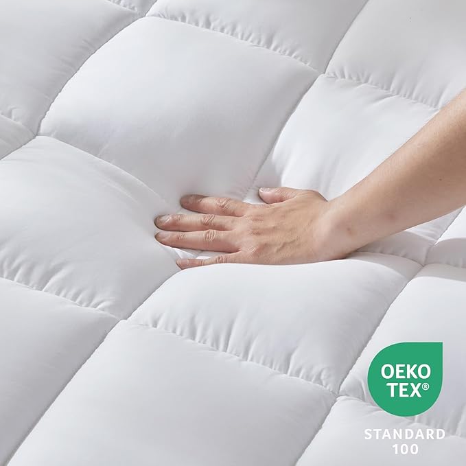 CozyLux Queen Size Mattress Pad Pillow Top Cotton Cooling Mattress Topper 8-21" - Image 5