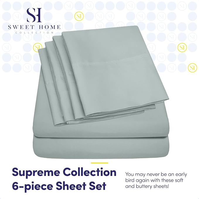 Sweet Home Collection 6 Piece Bed Sheet Set, RV Short Queen - Image 2