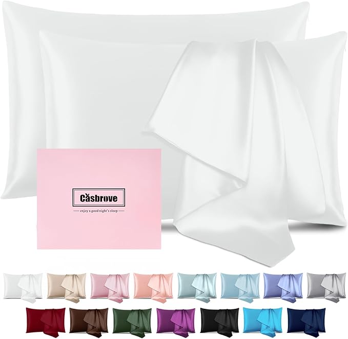 Silk Pillow Cases 2 Pack Mulberry Silk Pillow Cases Soft Breathable Both Sided by Casbrove