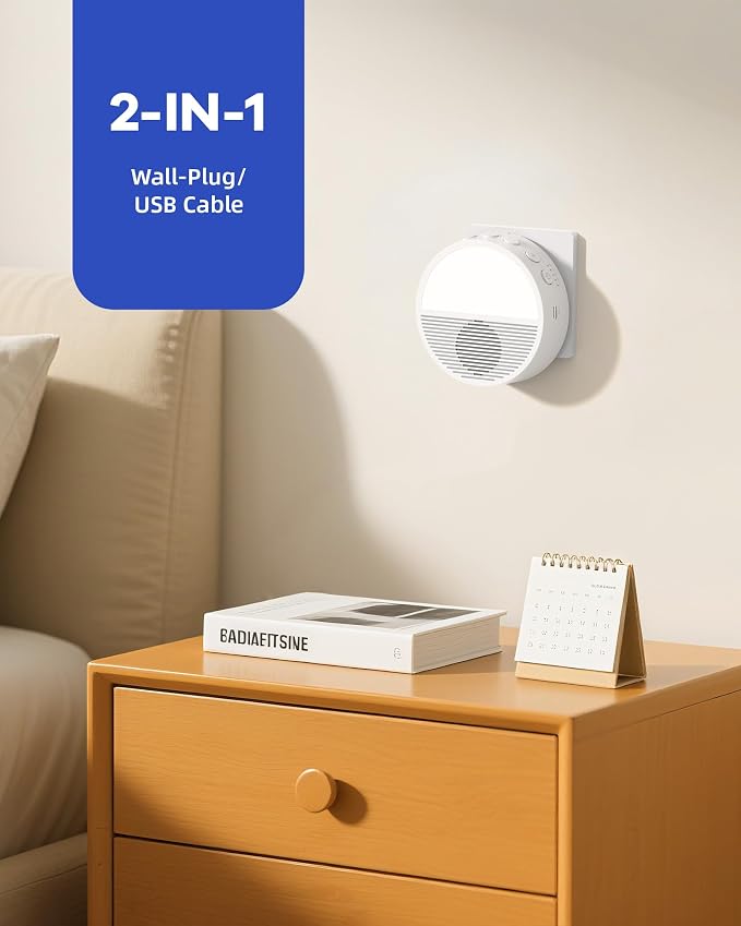 Wall Plug in/Cable Connection White Noise Sound Machine, Seaside Sunset Noise - Image 2