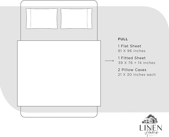 Linen Home 100% Cotton Percale Sheets Full Size, Dove Grey, Deep Pocket - Image 6