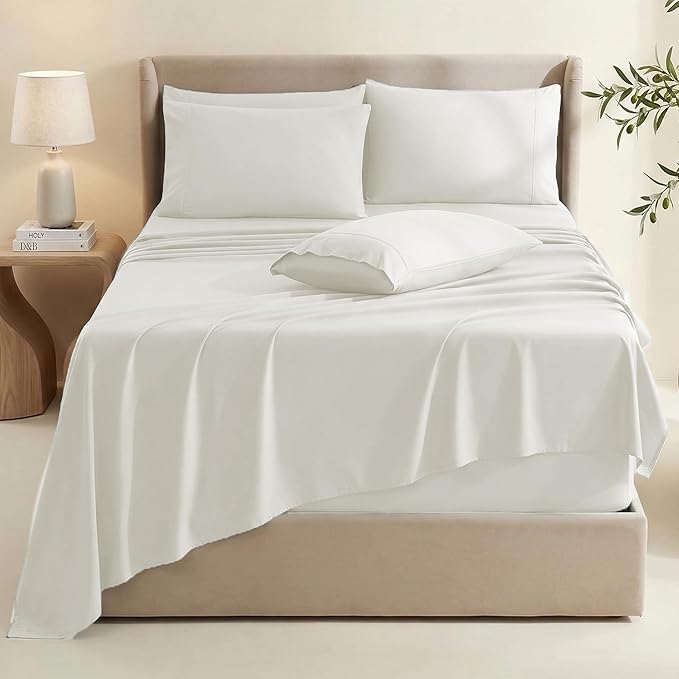 Hearth & Harbor Bed Sheets, Luxury Soft 6 Piece Bed Sheet Set Extra Deep Pocket by HearthHarbor
