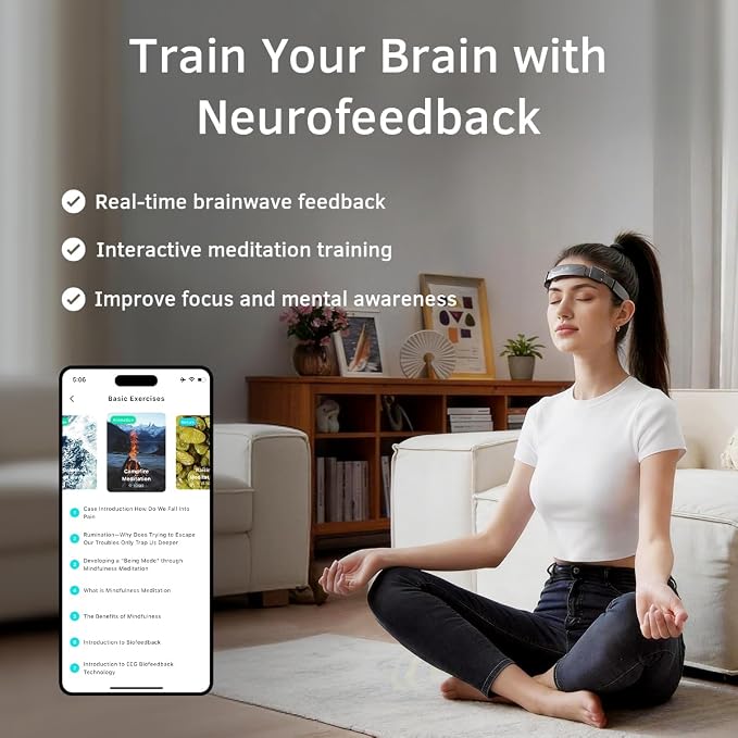 EEG Neurofeedback Headband for Meditation & Brainwave Monitoring, Real-Time - Image 3