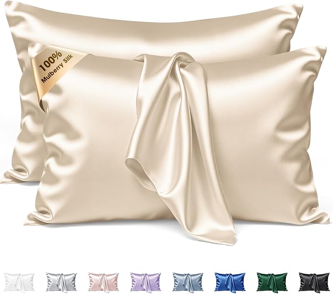 Silk Pillow Cases 2 Pack Standard Size Mulberry Silk Pillowcase Set of 2 by BRINGYOUTHEBEST