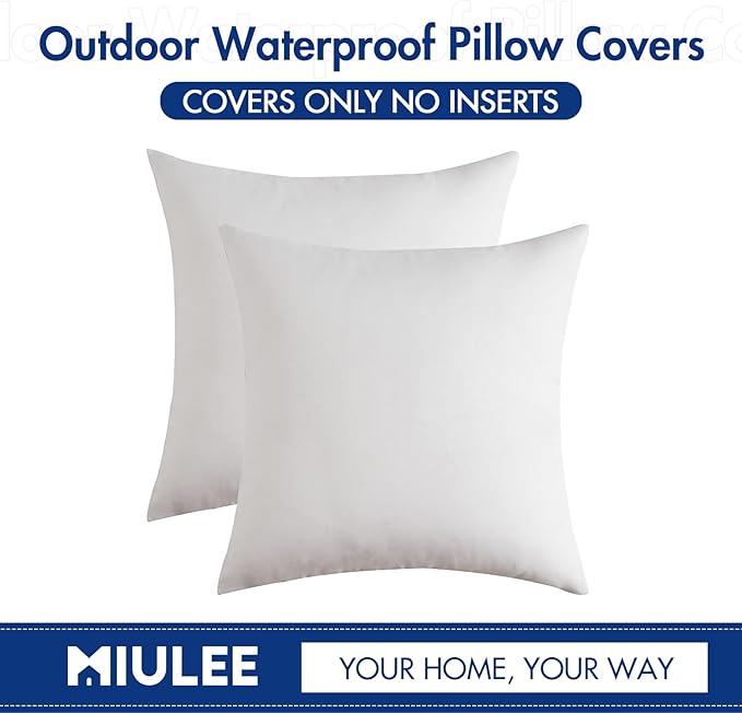 MIULEE Pack of 2 Decorative Outdoor Solid Waterproof Throw Pillow Covers Euro - Image 6