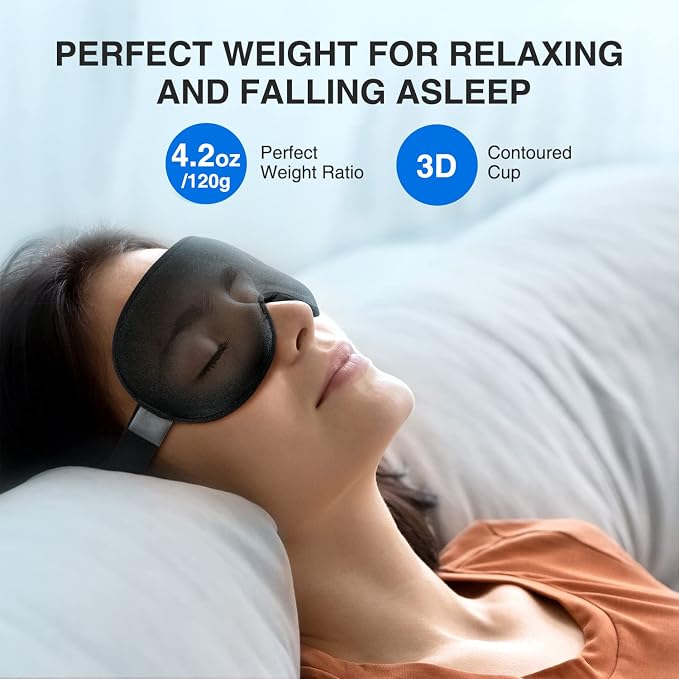 YFONG Weighted Sleep Mask, Women Men 3D Blocking Lights Sleeping Mask, Pressure - Image 2