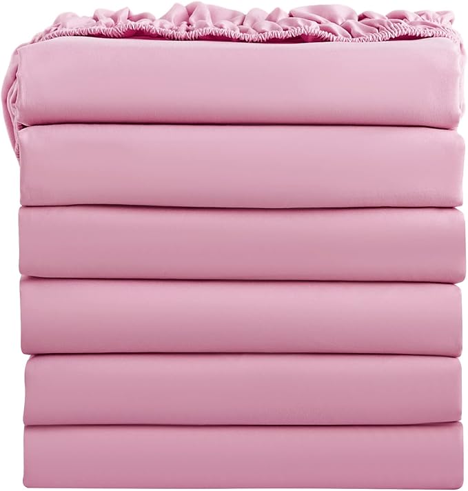 FreshCulture Queen Fitted Sheets, Bulk Pack of 6, Deep Pocket, Soft Microfiber by FreshCulture