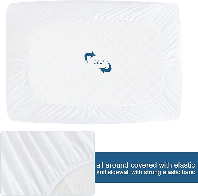 Split Top King Mattress Protector Waterproof Soft & Breathable Terry, - Image 2
