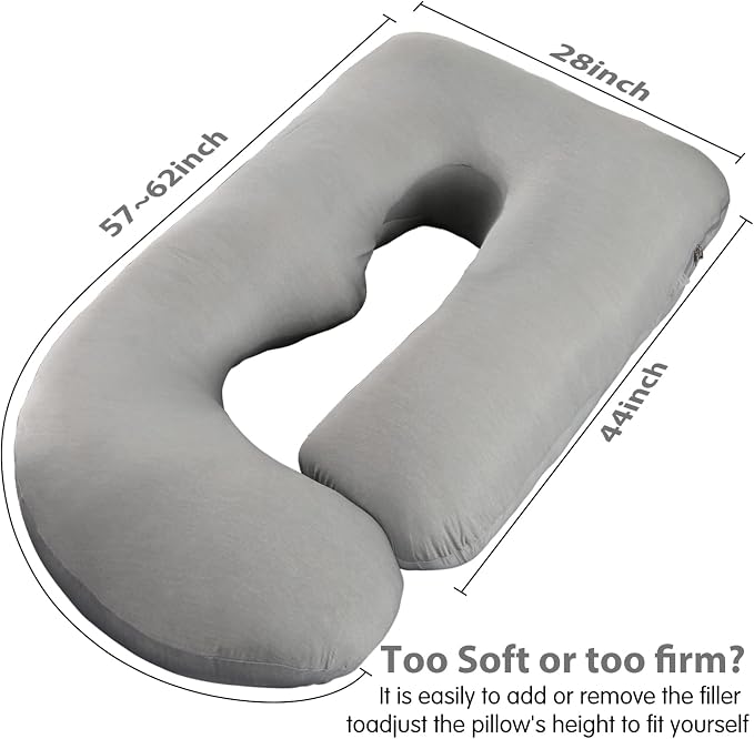 Elover Pregnancy Pillows, U-Shape Full Body Pillow Cooling Cover Dark Grey - Image 6