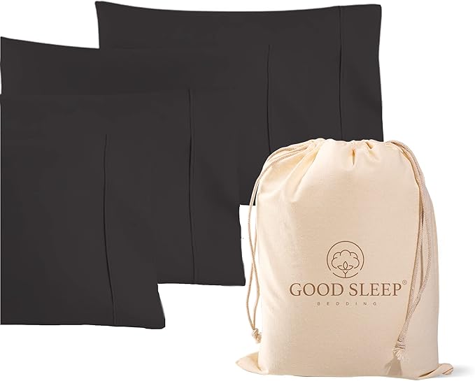 1000 TC Black Standard Pillowcases Set of 4 100% Egyptian Cotton Pillow Cases by GoodSleepBedding