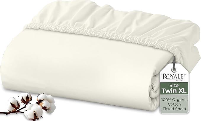 Royale Linens 100% Organic Cotton Fitted Sheet by ROYALELINENS