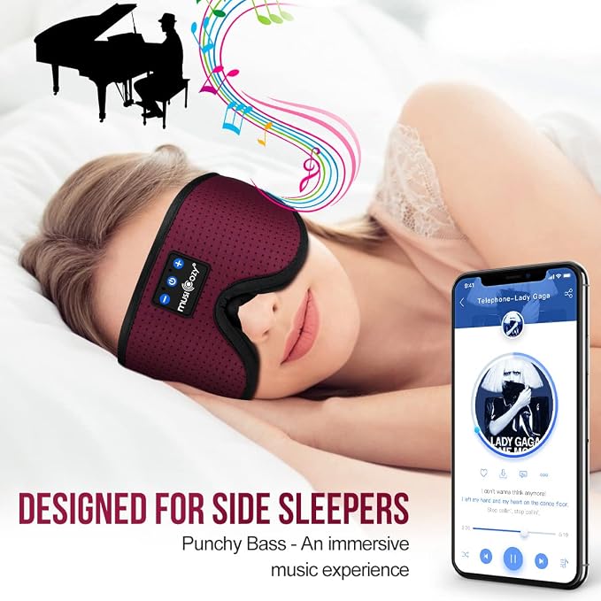 MUSICOZY Sleep Headphones Bluetooth 5.4 Headband Sleeping Eye Mask - Image 4