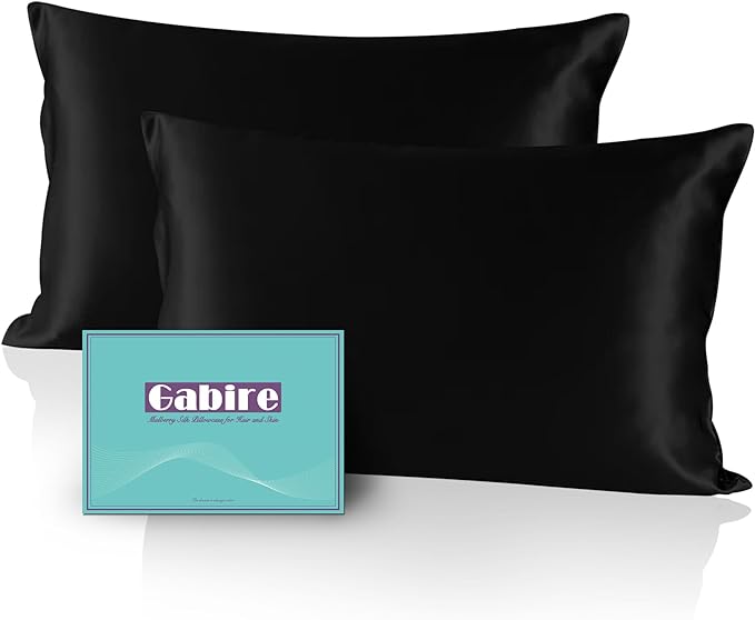 Gabire Mulberry Silk Pillow Cases Set of 2, Both Sides Real Silk Pillowcase by MulberrySilkPillowcases
