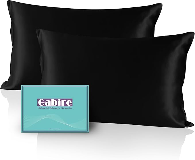 Gabire Mulberry Silk Pillowcases Set of 2, Both Sides Real Silk Pillow Covers by MulberrySilkPillowcases