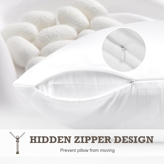 100% Mulberry Silk Pillowcase 2 Pack, Queen Size Silk Pillow Cases - Image 5