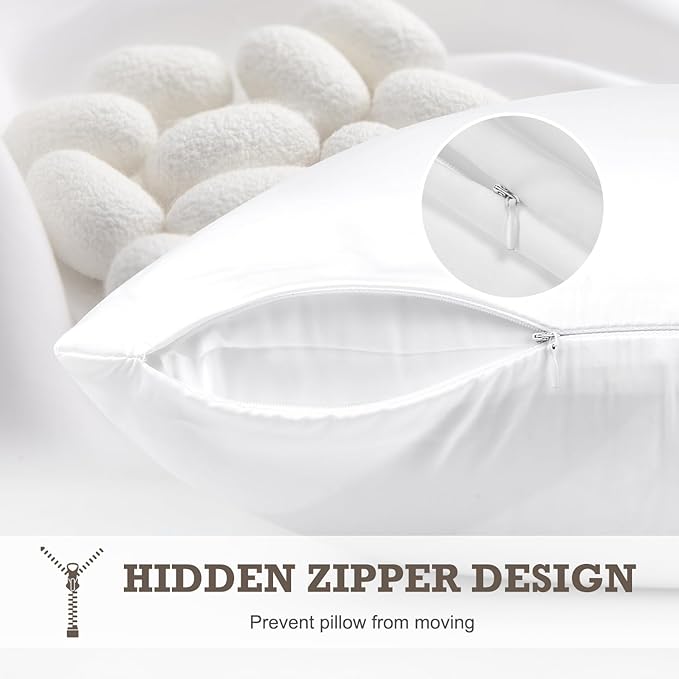 100% Mulberry Silk Pillowcase 2 Pack, Standard Size Silk Pillow Cases - Image 5