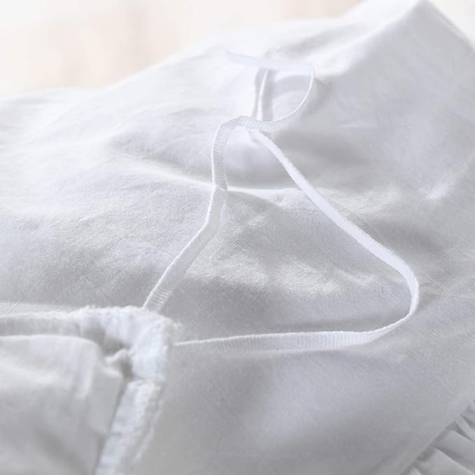QSH White Shabby Ruffle Duvet Cover Full Size, Washed Cotton Farmhouse Boho - Image 4