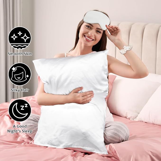 AUAUY 2 Pack Satin Silk Pillowcase, 15.75x31.50inches Silk Pillowcases - Image 5